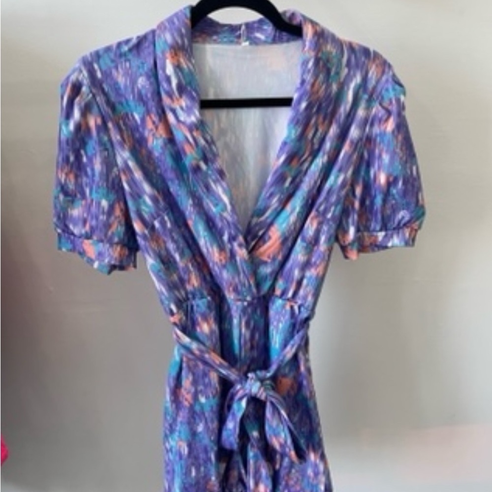 NWT Modern Hippi Purple Abstract Print Wrap Dress